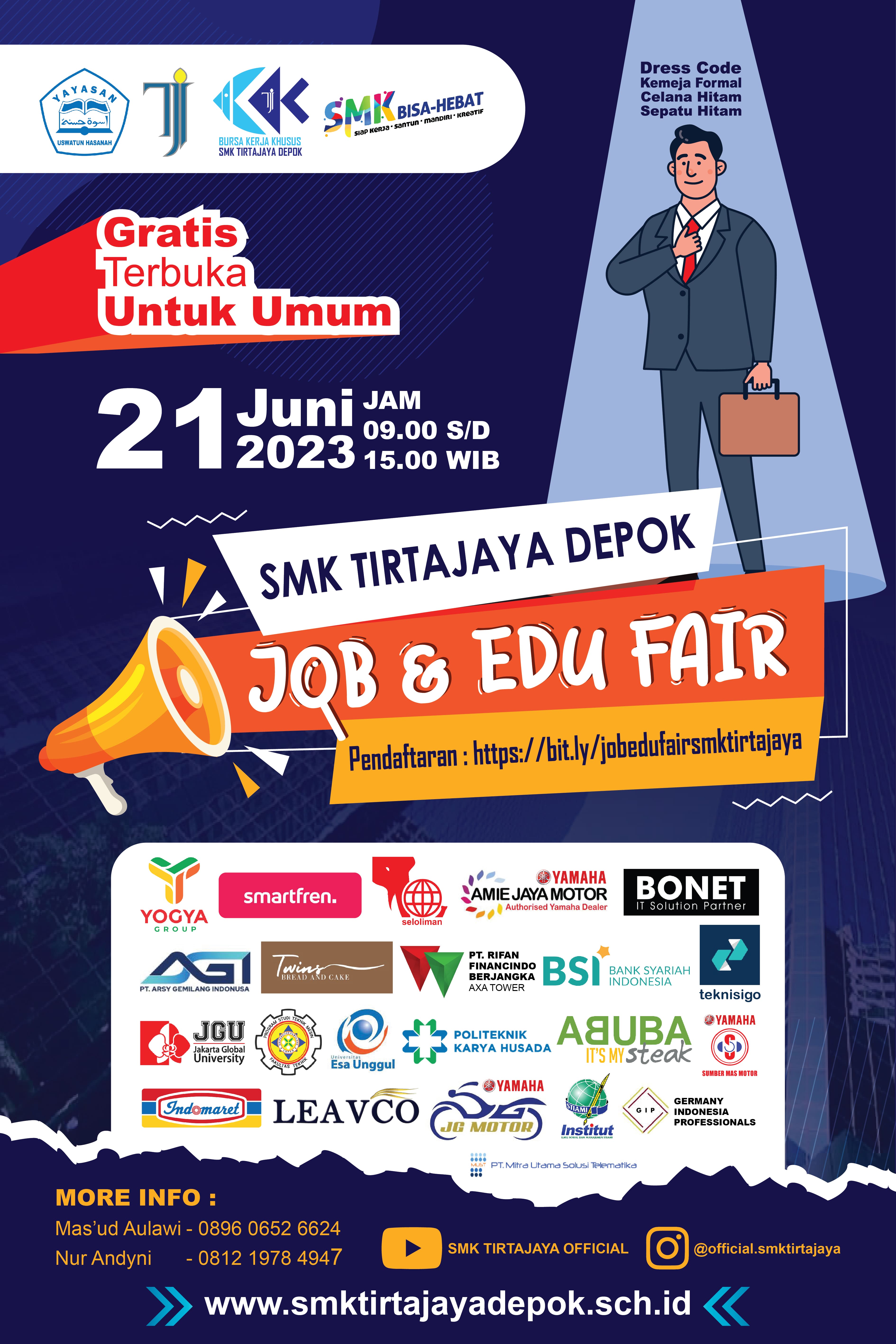 Gambar Thumbnail untuk berita JOB & EDU FAIR DI SMK TIRTAJAYA DEPOK TGL 21 JUNI 2023 CATAT TANGGALNYA